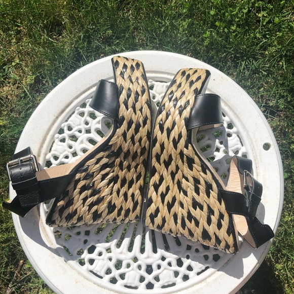 Karen Millen Black Straw Wedges - Picture 3 of 8